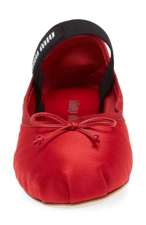 Shop Miu Miu Logo Strap Ballet Flat In Rosso