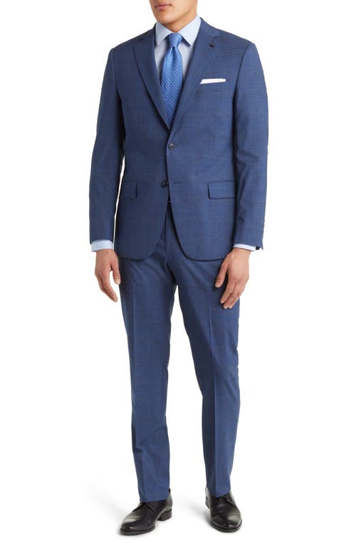 Hart Schaffner Marx New York Soft Classic Fit Plaid Stretch Wool Blend Suit in Blue
