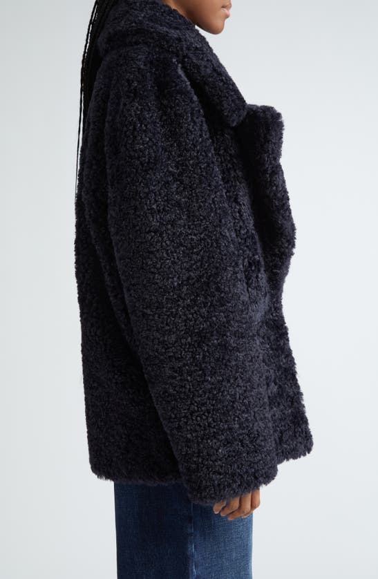 Shop Stella Mccartney Fluffy Teddy Jacket In 4000 - Navy