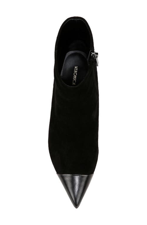 Shop Veronica Beard Lisa Pointed Cap Toe Bootie In Black/black