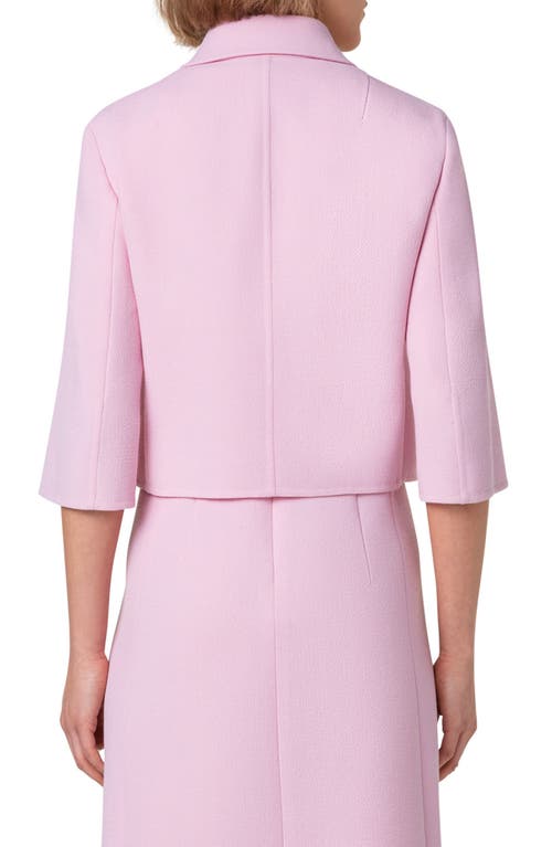 Shop Akris Winslow Wool Double Face Crepe Crop Jacket In Lotus