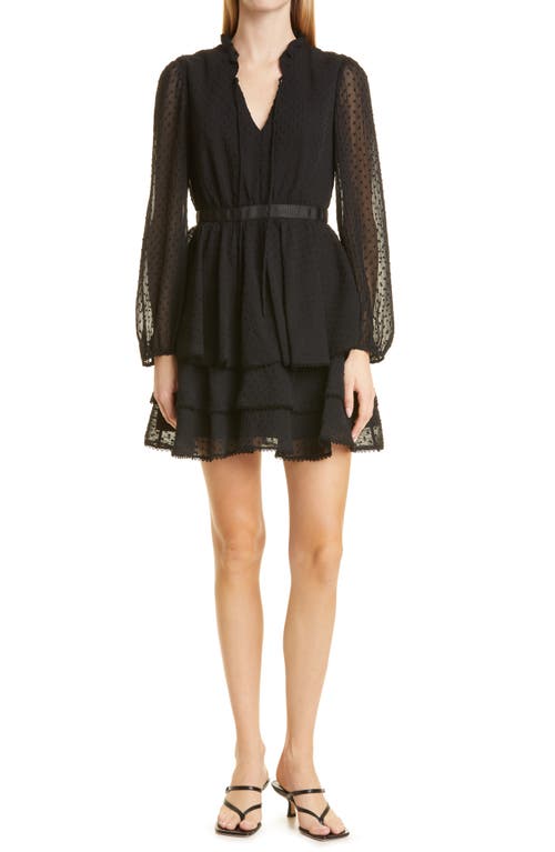 JASON WU Collection Clip Dot Long Sleeve Chiffon Dress Black at Nordstrom,