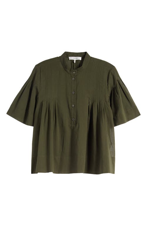 Frame Pleated Flutter Sleeve Top In Military