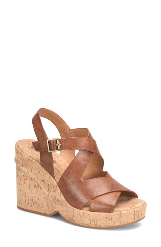 Korks Brigitte Wedge Platform In Dark Tan