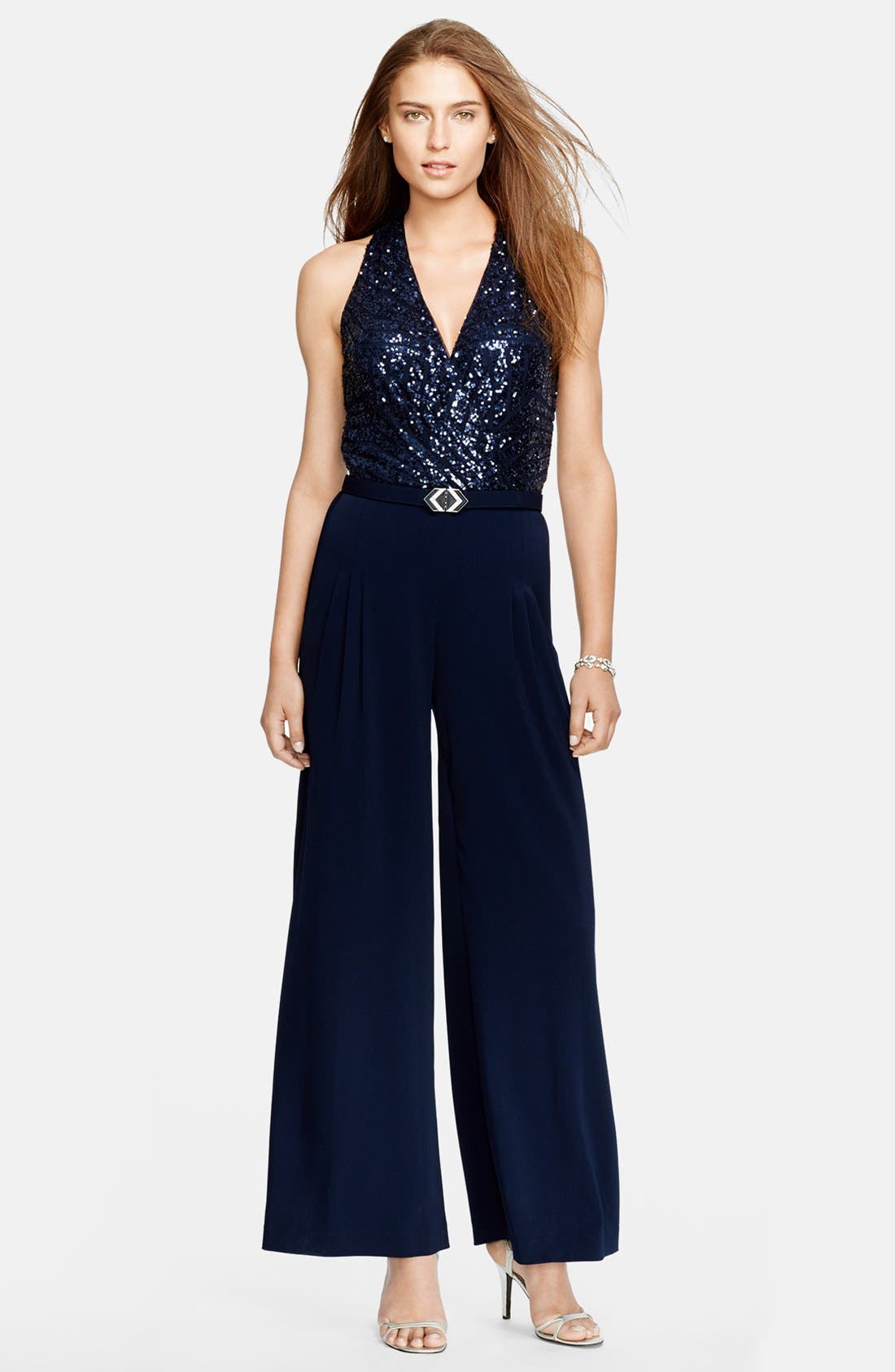 Lauren Ralph Lauren Sequin Surplice Bodice Jumpsuit Nordstrom