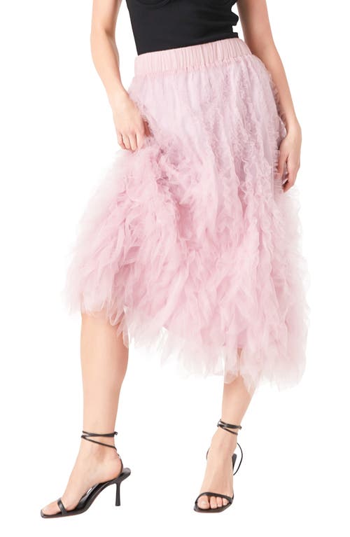 Shop Endless Rose Ruffle Tulle Midi Skirt In Mulberry