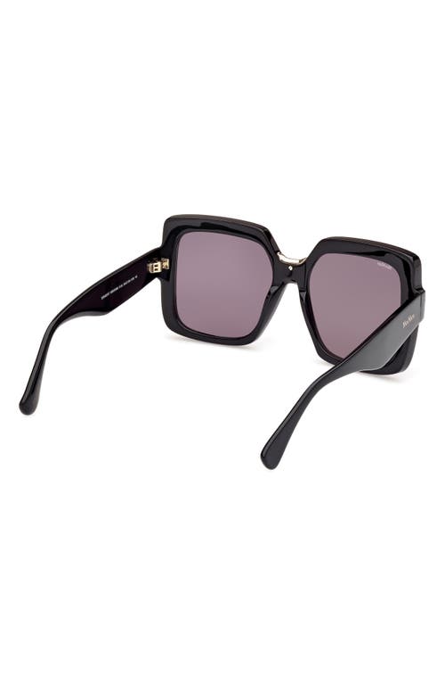 Shop Max Mara Ernest 56mm Square Sunglasses In Shiny Black/smoke