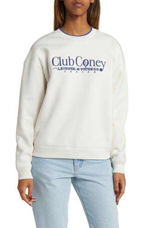 Club Coney Embroidered Graphic Sweatshirt in Coconut Milk
