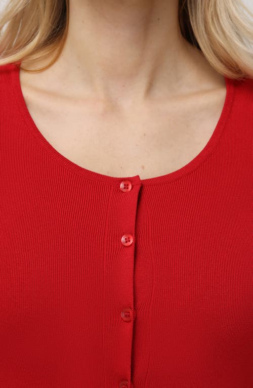 Shop 525 Eva Rib Cardigan In Cherry Red