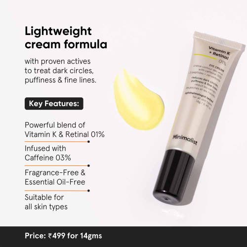 Shop Minimalist Vitamin K + Retinal 01% Eye Cream