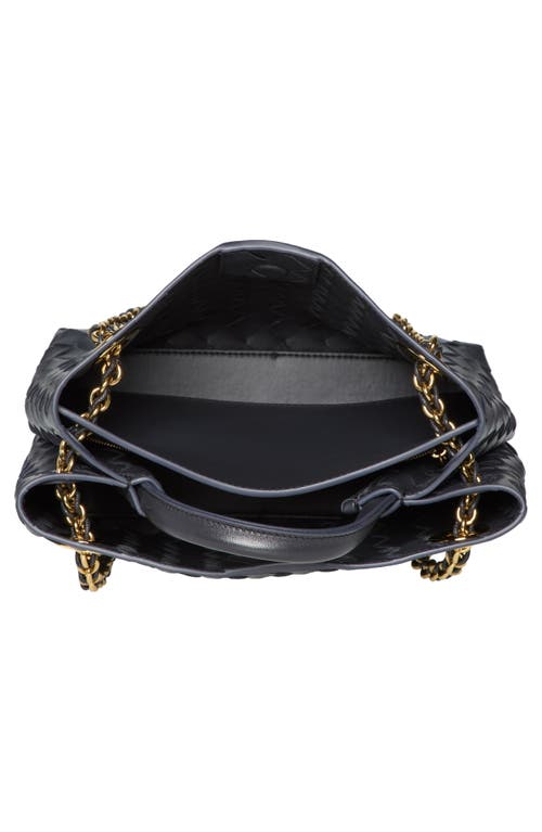 Shop Bottega Veneta Small Andiamo Chain Leather Shoulder Bag In 4212 Shadow N-m Brass