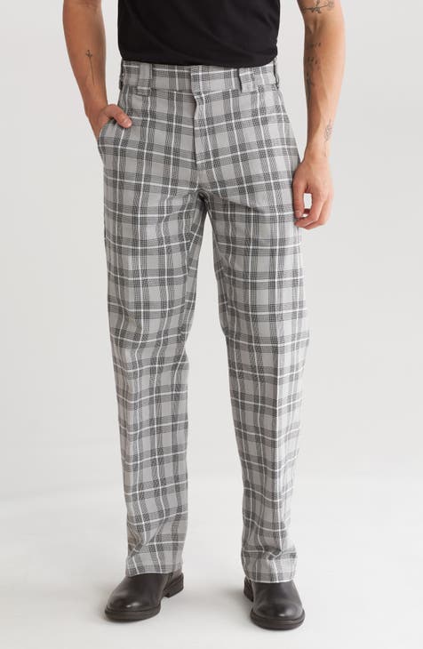 Plaid Flat Front Pants