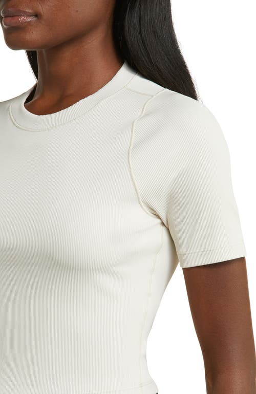 Shop Nike Essential Rib Crop T-shirt In Light Orewood/white