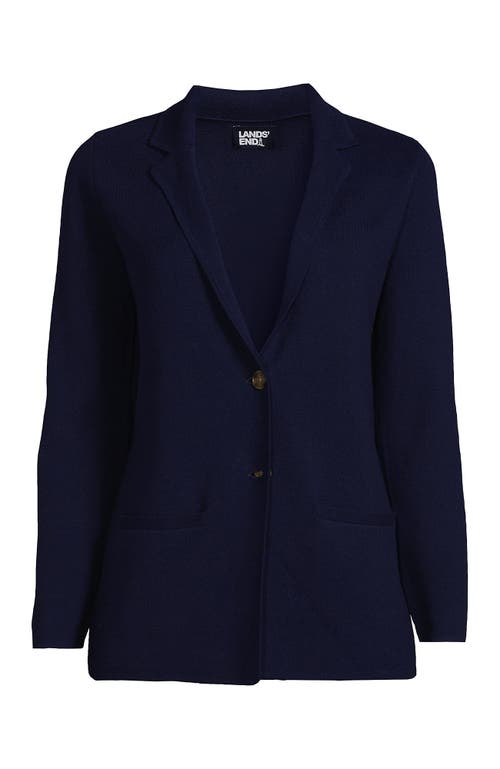 LANDS' END LANDS' END FINE GAUGE COTTON BUTTON FRONT BLAZER SWEATER