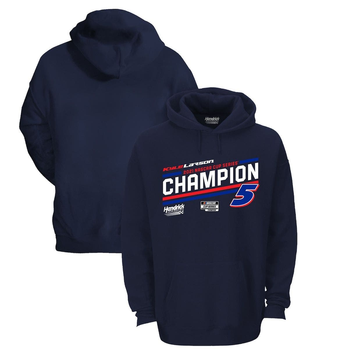 HENDRICK MOTORSPORTS TEAM COLLECTION Men's Hendrick Motorsports Team Collection Navy Kyle Larson 2021 NASCAR Cup Series Champion Pullover Hoodie at Nordstrom