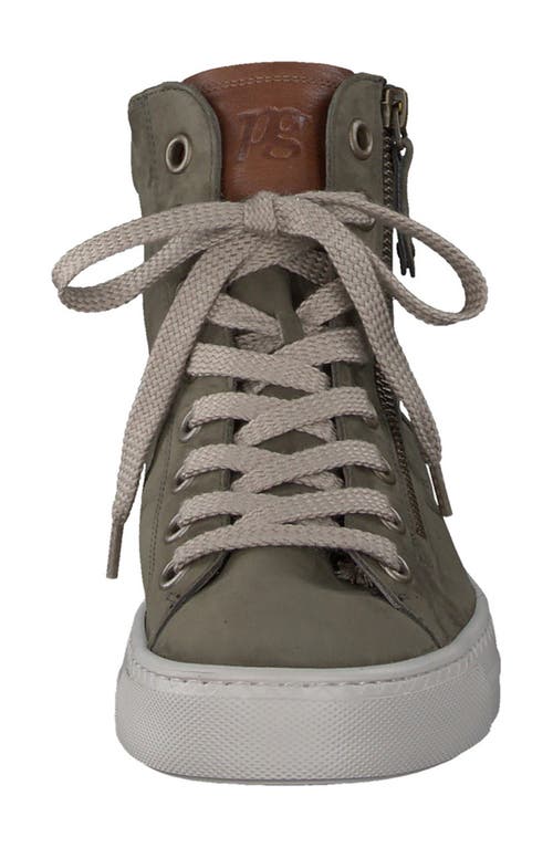 Paul Green Wells High Top Sneaker In Olive Cognac Combo