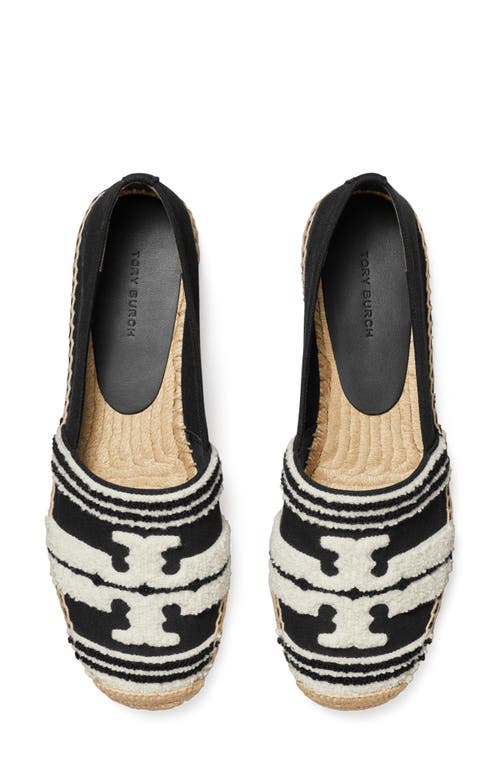 Shop Tory Burch Double T Espadrille Flat In Nero/light Alabaster