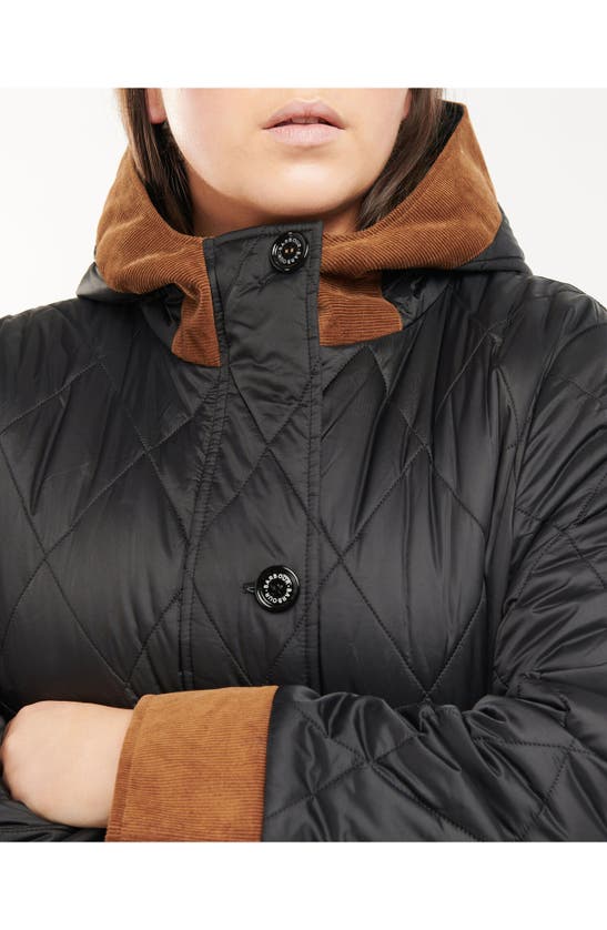 Barbour Mickley Long Quilted Jacket In Black/ Ancient ModeSens