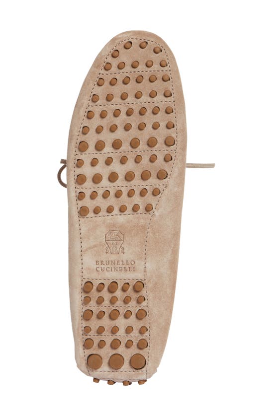 Brunello Cucinelli Suede Metallic Slip-on Driver Loafers In Light Brown