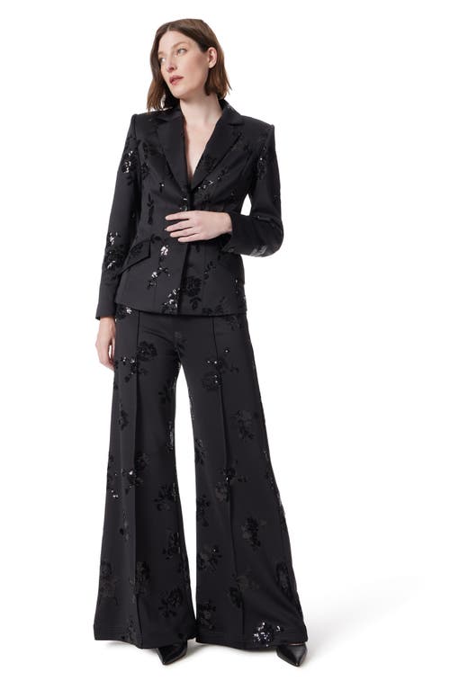 Do By Dee Ocleppo Sequin Scuba Wide Leg Pants In Black