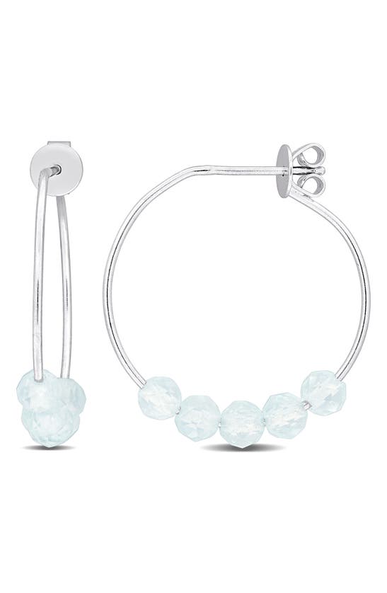 Shop Delmar Faceted Hoop Earrings In Aquamarine