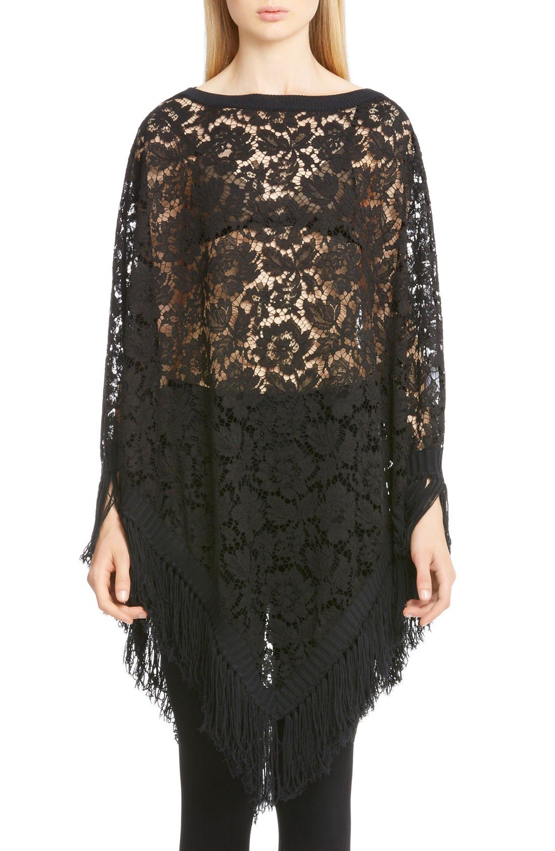 Valentino Fringed Lace Poncho Nordstrom