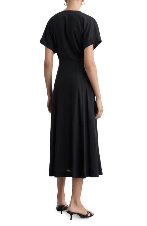 Shop Mango Button Front A-line Midi Dress In Black