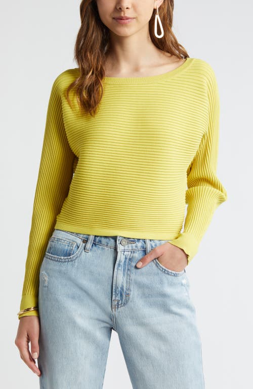 Shop Open Edit Luxe Sculpt Rib Dolman Sleeve Sweater In Yellow Celery