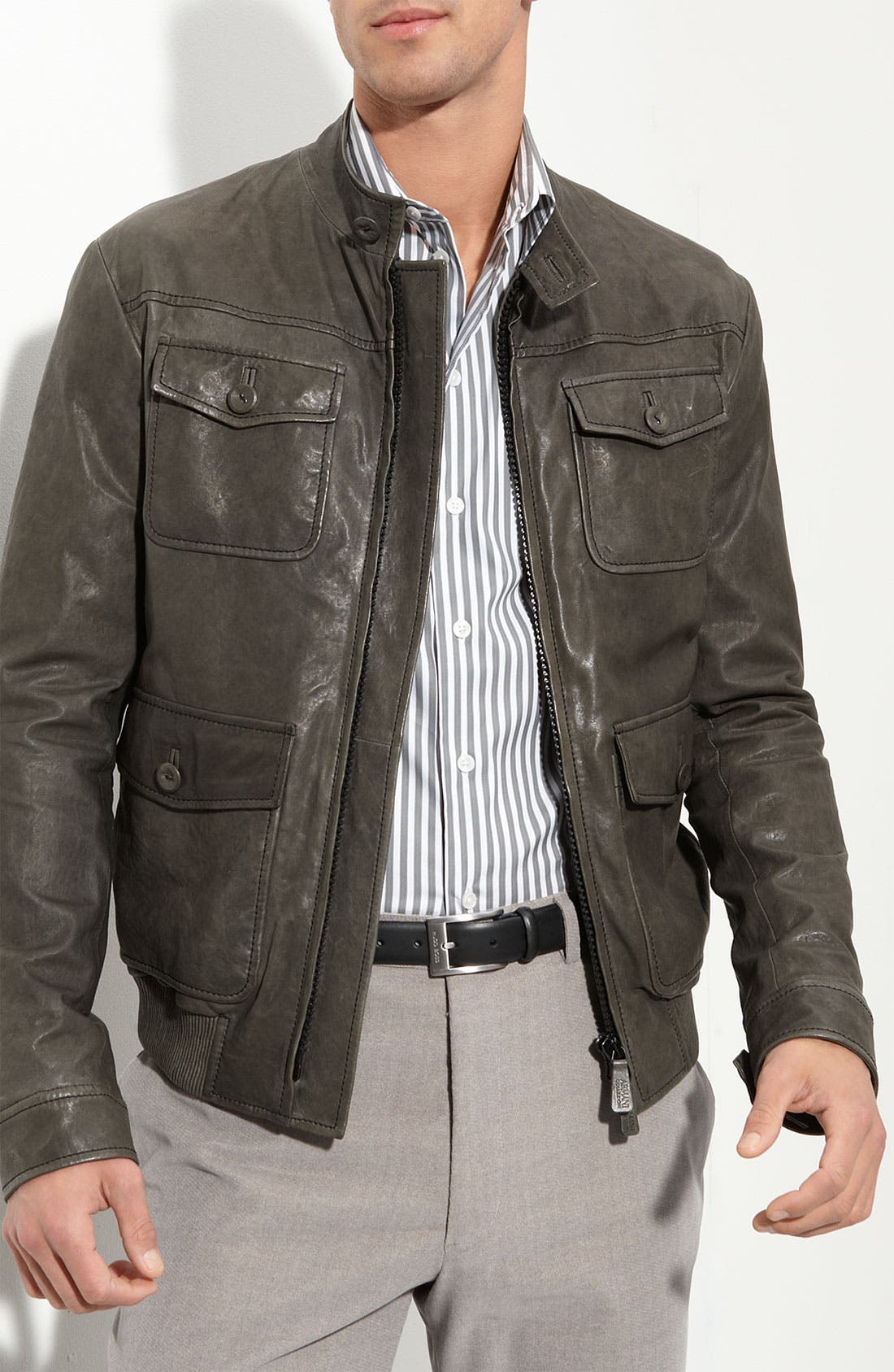 emporio armani collezioni leather jacket