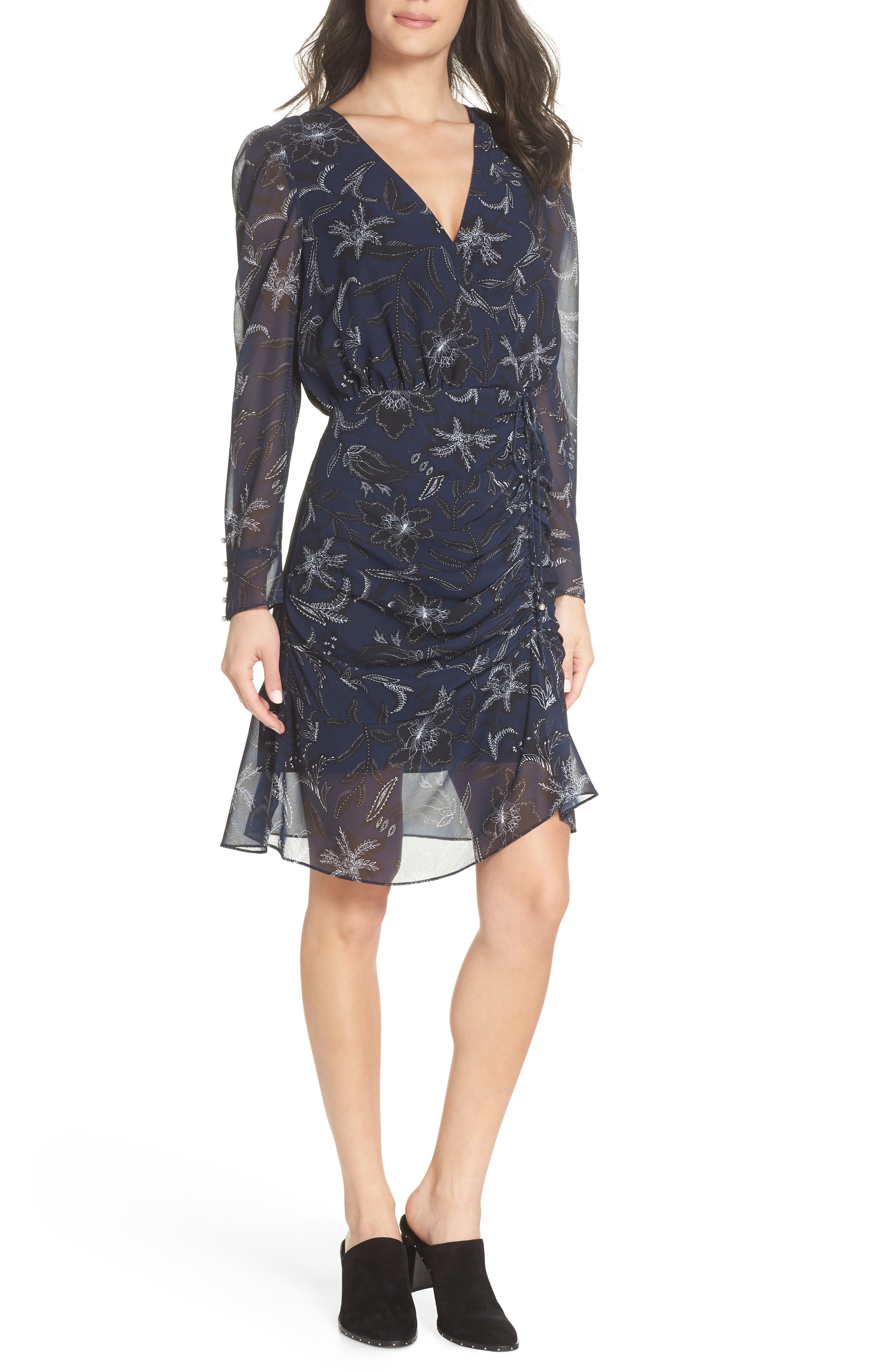 Sam Edelman Floral Chiffon Faux Wrap Dress