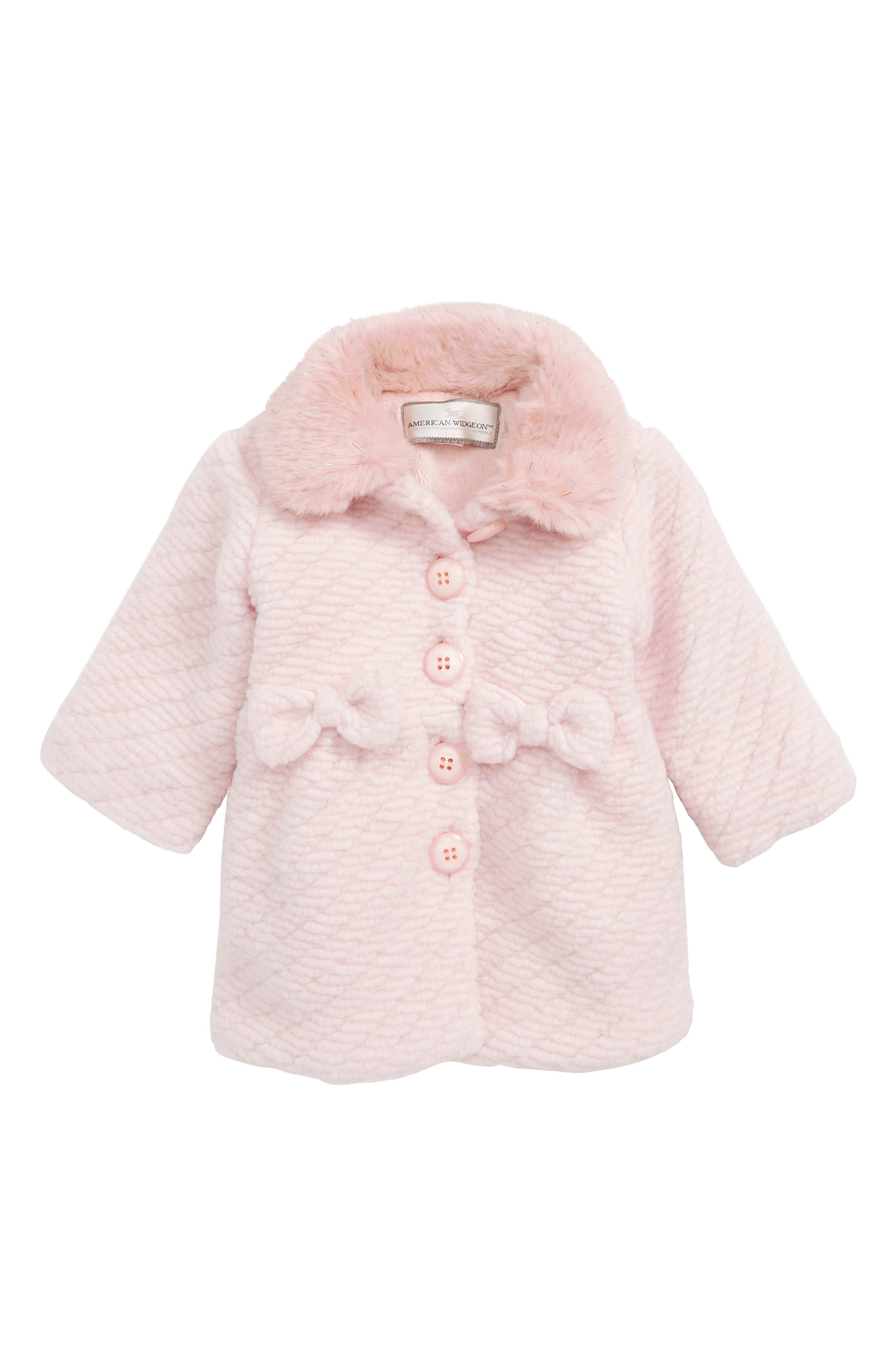 Widgeon Faux Fur Collar Coat (Baby Girls) Nordstrom