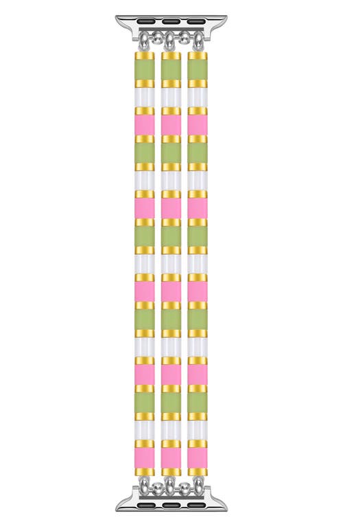 The Posh Tech Slim Beaded Bracelet Apple Watch® Watchband In Pink