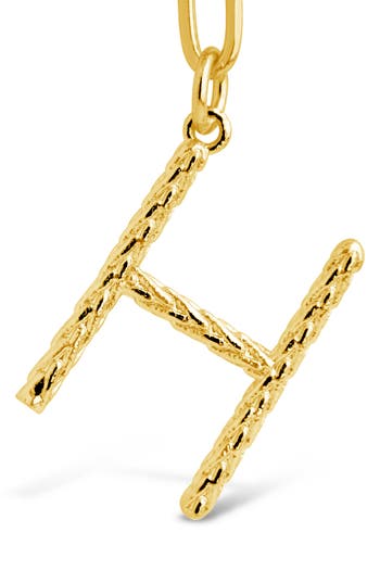 Sterling Forever Rhodium Plated Braided Initial Pendant Necklace In Gold-h