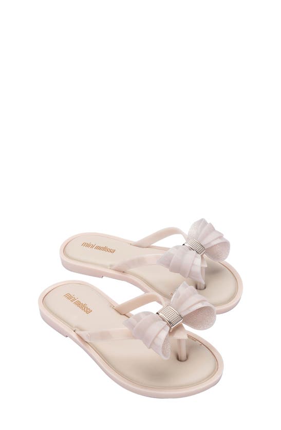 Shop Mini Melissa Kids' Bow Flip Flop In Beige