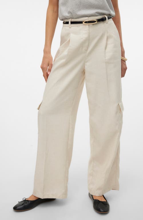 Shop Vero Moda Florence Wide Leg Cargo Pants In Birch Melange