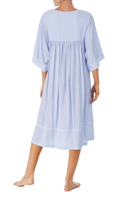 Eileen West Lace Trim Stripe Caftan In Blue/white Stripe | ModeSens