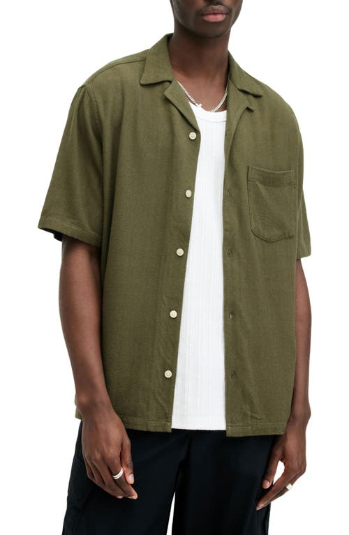 Shop Allsaints Cudi Camp Shirt In Bancha Green