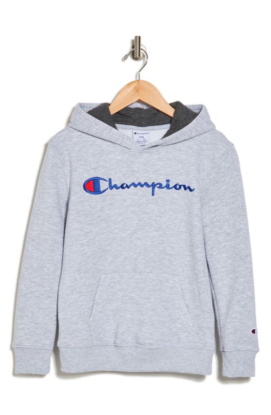 Shop Champion Kids' Fleece Hooded Pullover In Grey Heather