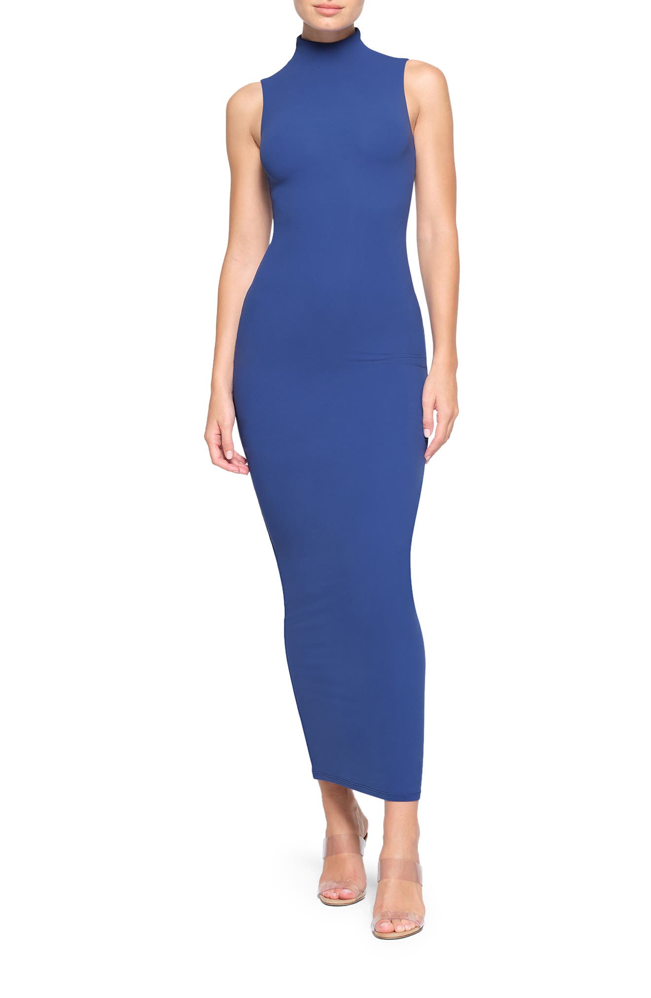 SKIMS Fits Everybody Mock Neck Sleeveless Maxi Dress in Onyx | Smart Closet