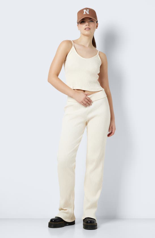 Shop Noisy May Gill Organic Cotton Blend Rib Camisole In Pearled Ivory