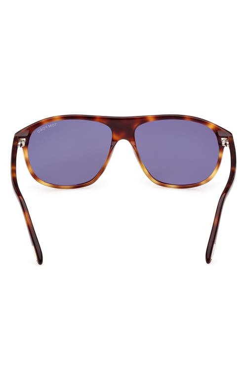 Tom Ford Prescott 60mm Square Sunglasses In Shiny Blonde Havana/blue