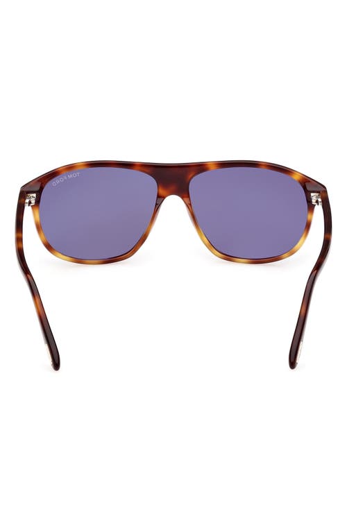 Shop Tom Ford Prescott 60mm Square Sunglasses In Shiny Blonde Havana/blue