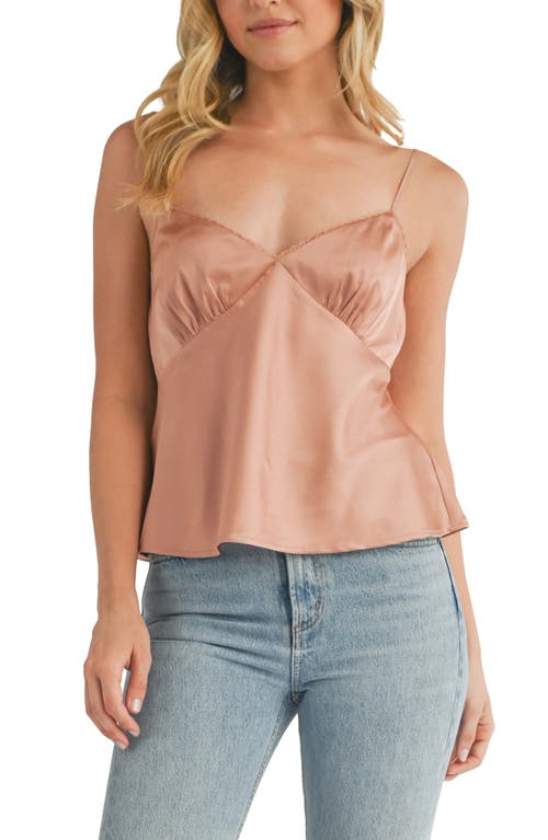 All in Favor Lace Trim Satin Camisole in Mauve at Nordstrom, Size Small
