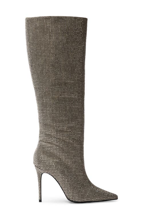 Black Suede Studio Ally Embellished Denim Tall Boot In Taupe Vintage