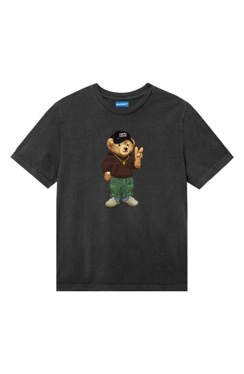 Market Peace Bear Cotton Graphic T-shirt In Black