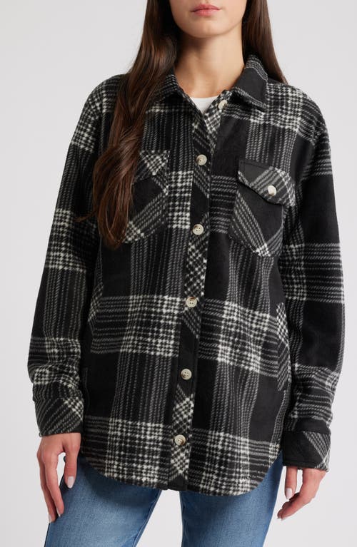 Shop Thread & Supply Plaid Polar Fleece Shacket In Black/ivory