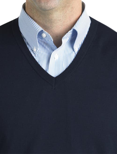 Harbor Bay By Dxl V-neck Pullover In Navy
