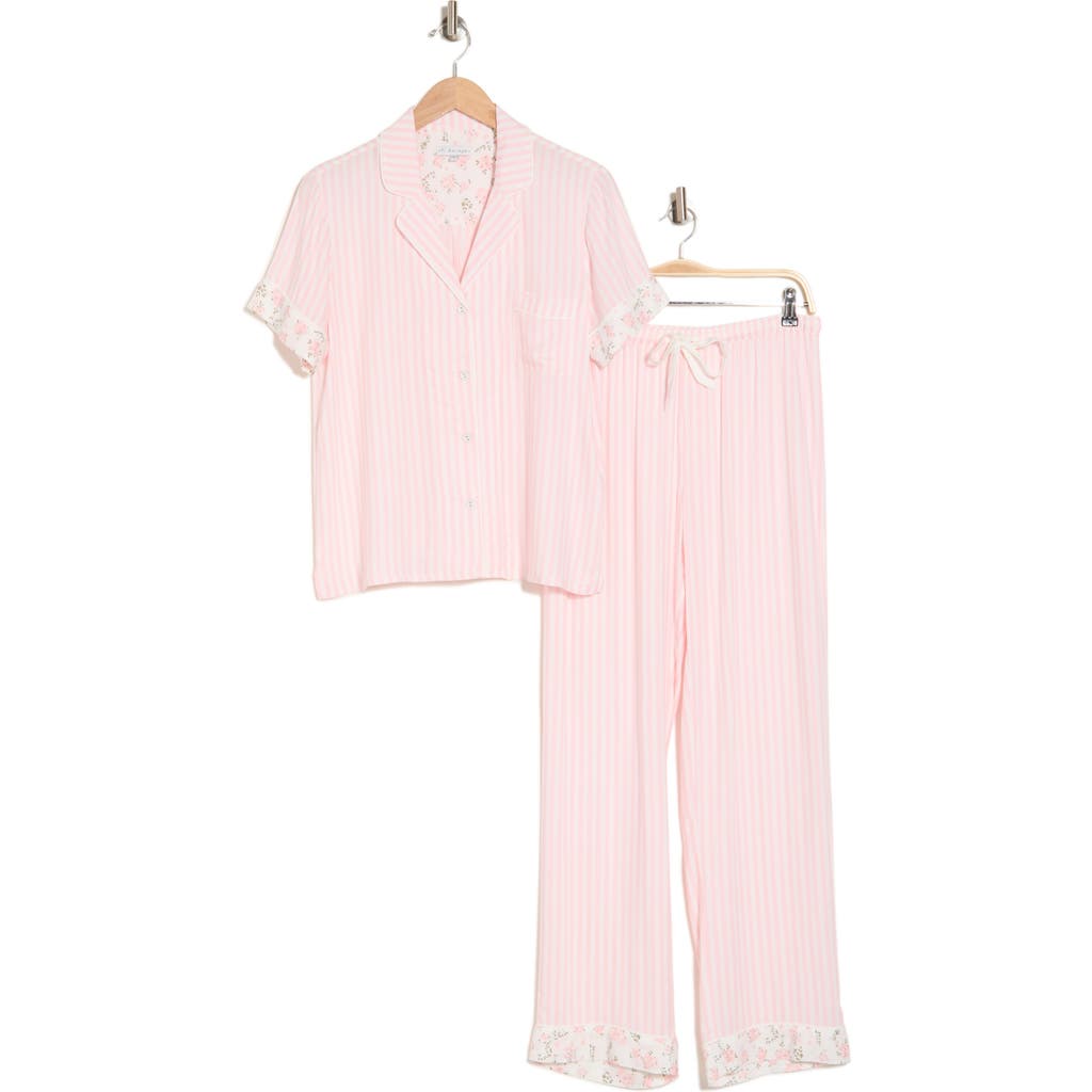 Pj Salvage Stripe Short Sleeve Pajamas In Ivory/pink