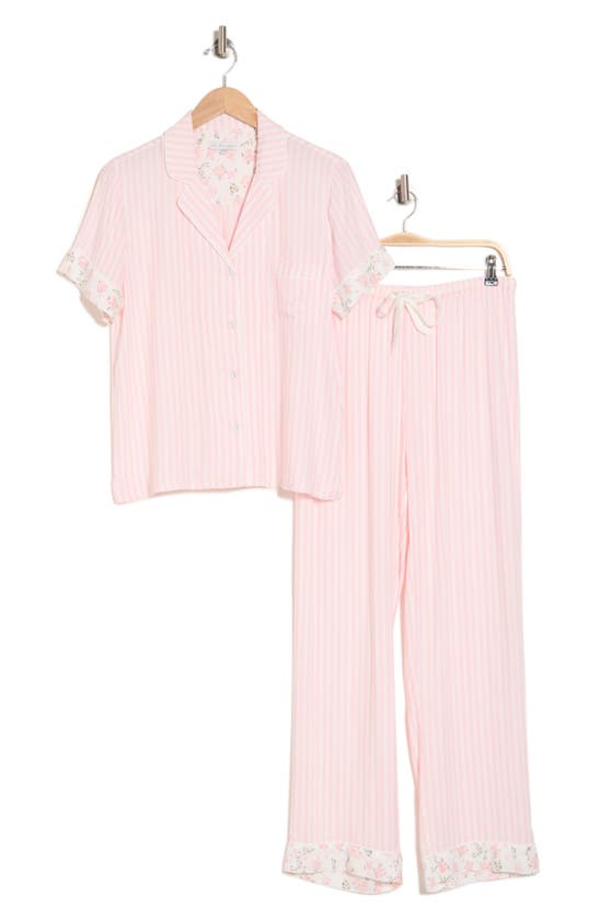 Pj Salvage Stripe Short Sleeve Pajamas In Pink