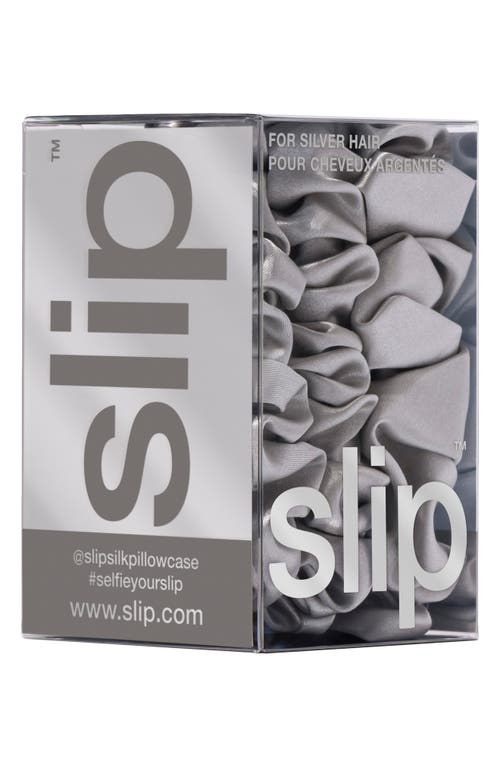 Slip 3-pack Large & Small Silk Scrunchie Set In Silver